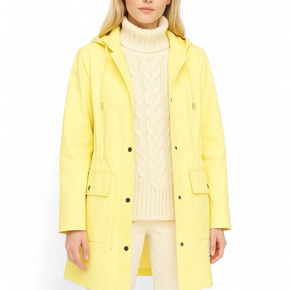 RAINS Curve Raincoat Large Yellow Hooded Belted‎ Waterproof Jacket 18130